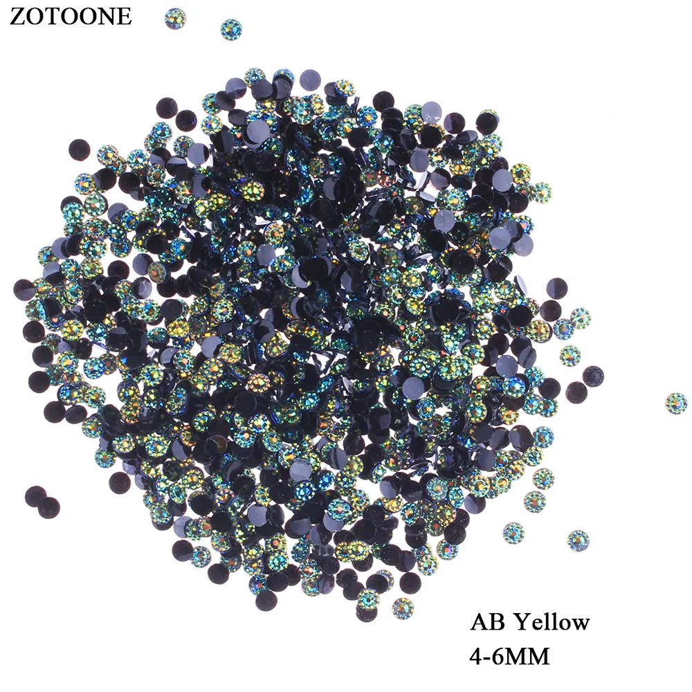 ZOTOONE 1000 шт./лот цветок Стразы мм 4-6 мм Кристаллы Желтый AB Камни не исправление клей назад клейкие Стразы для одежды E