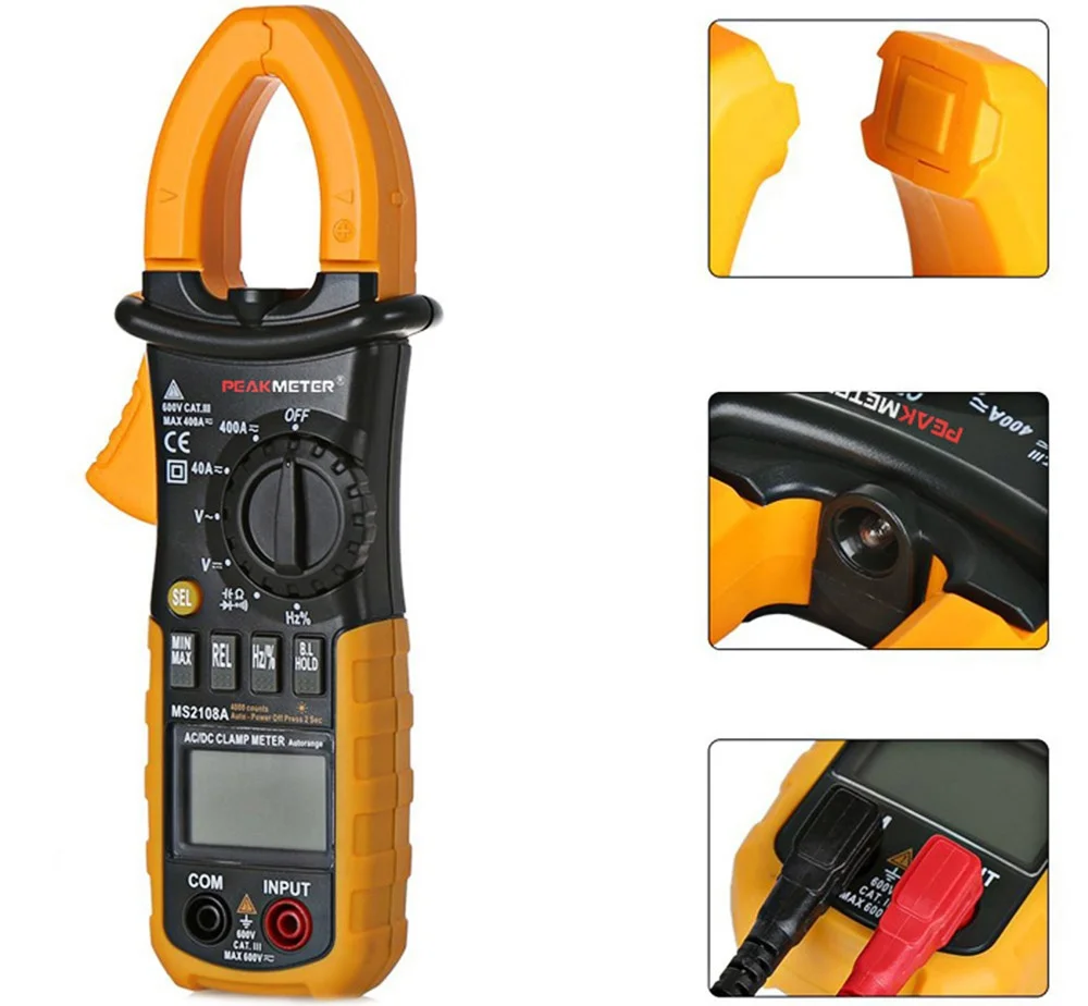 DHL 20 шт. MS2108A 4000 отсчетов Цифровые токоизмерительные Клещи Авто ручной диапазон AC