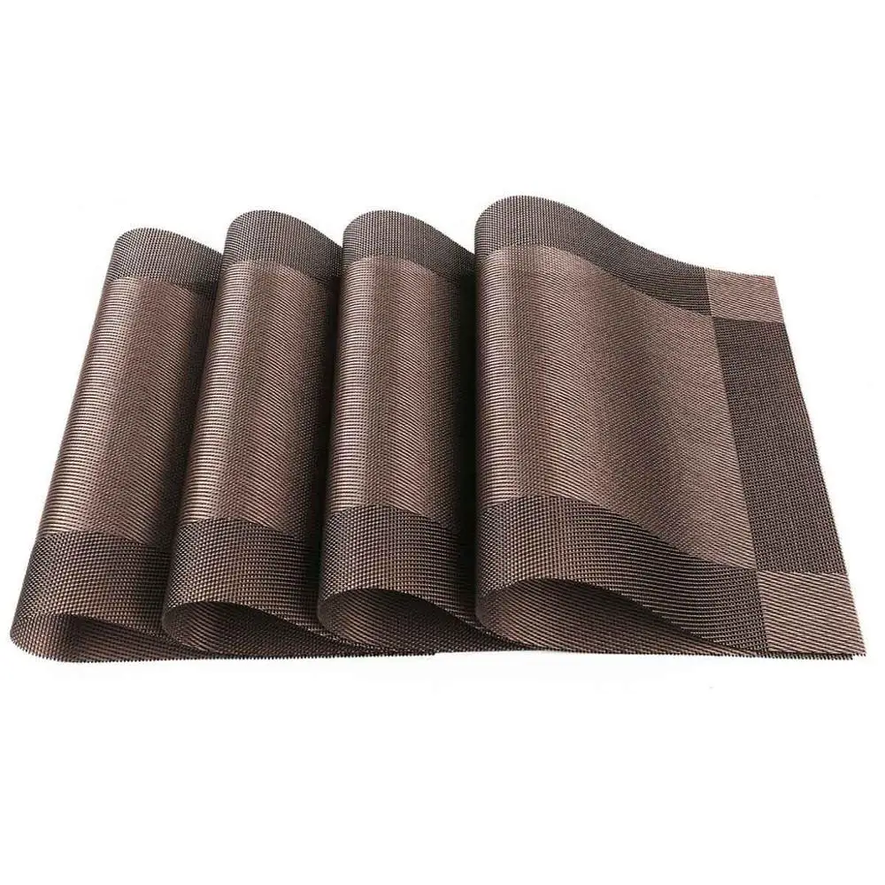 4PCS Color 3 8 шт. столовые приборы ПВХ коврик для обеденного стола дисковые чаши подставки водостойкие Нескользящие тканые салфетки стол теплоизоляция - Цвет: 4PCS Color 3