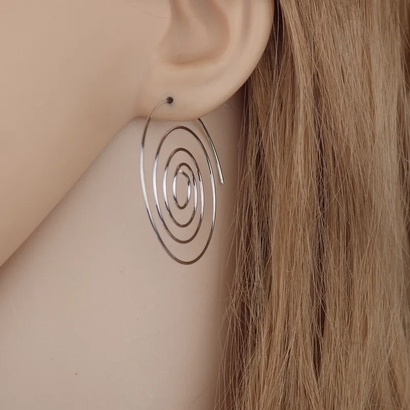 Женские серьги ручной работы модные простые серебряные висячие спирали с