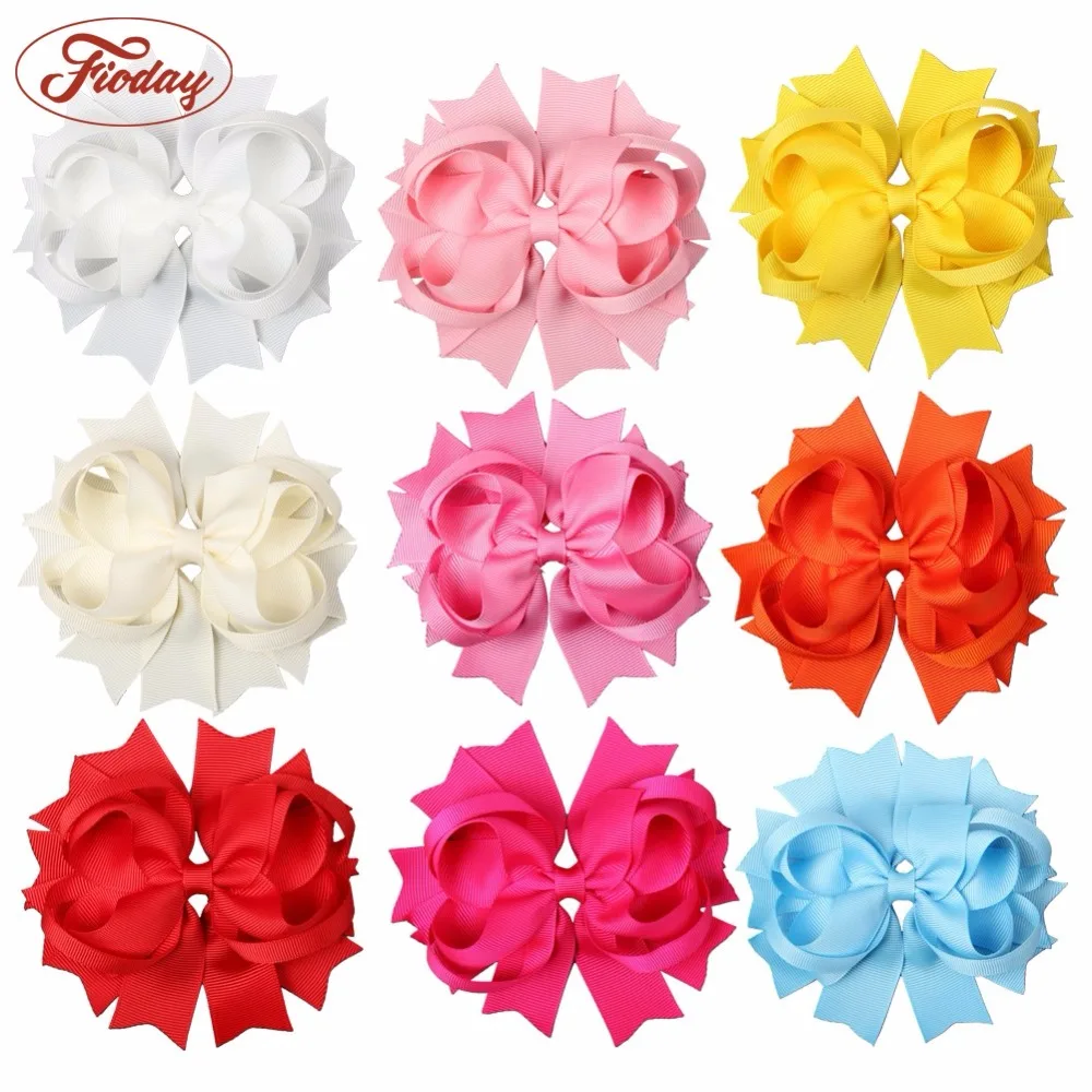 4." твердые Stacked Спайк волосы лук hairbow клипы разноцветные 9 шт. Перевозка груза падения