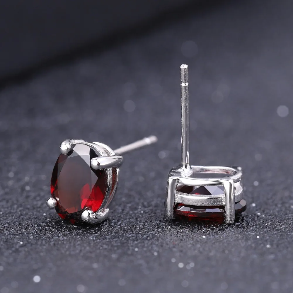 Gem's Ballet 5*7 мм 2.00Ct Овальный натуральный красный гранат драгоценный камень серьги гвоздики из натуральной 925 пробы серебряные ювелирные изделия для женщин