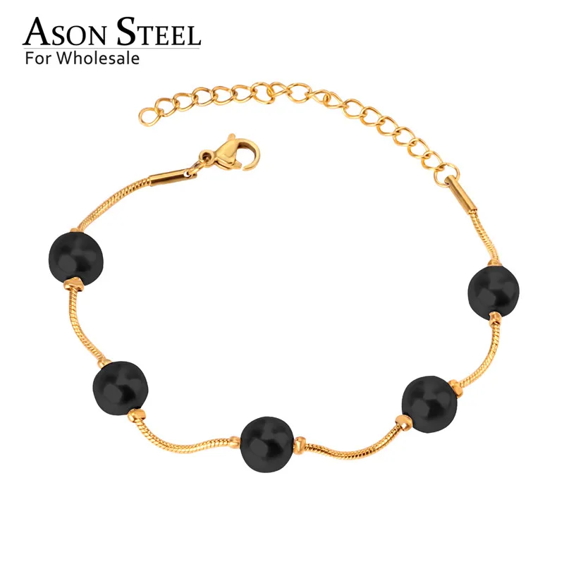 Женские регулируемые браслеты цепочки ASONSTEEL золотистые/Серебристые с имитацией