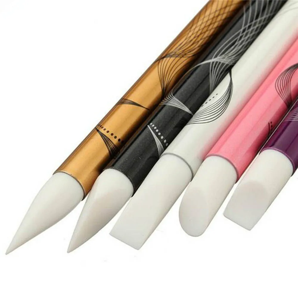 5Pcs Silicone Brush Sculpture Pen Carving Builder Painting Polish UV Gel Craft Nail Art Manicure Tool Set Beauty Accessories | Красота и
