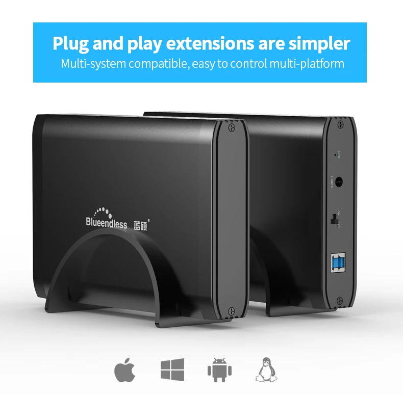 Blueendless Внешний жесткий Erive 1 ТБ алюминиевый 3,5 Sata USB 3,0 настольный USB жесткий диск с SSD Hdd коробка с внешним Hdd металл