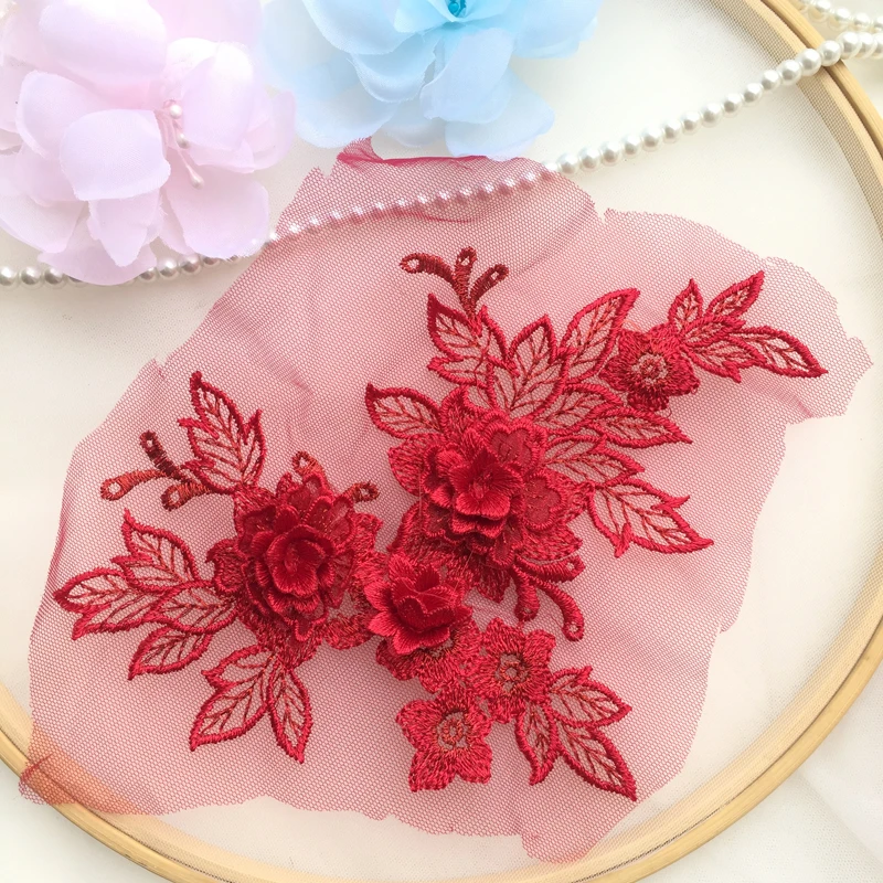 15 цветов 3D Кружева Аппликация ручной DIY патч кружева цветочные аксессуары для одежды Золотой синий винный красный серый черный темно-синий 1 шт