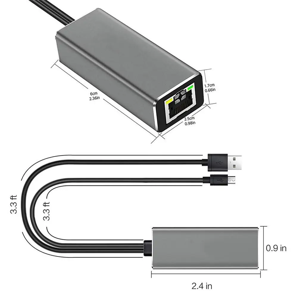 Кабель переходник Fire TV HD 480 Мбит/с Micro USB 2 0 RJ45 Ethernet 10/100 для Google Home/Chromecast