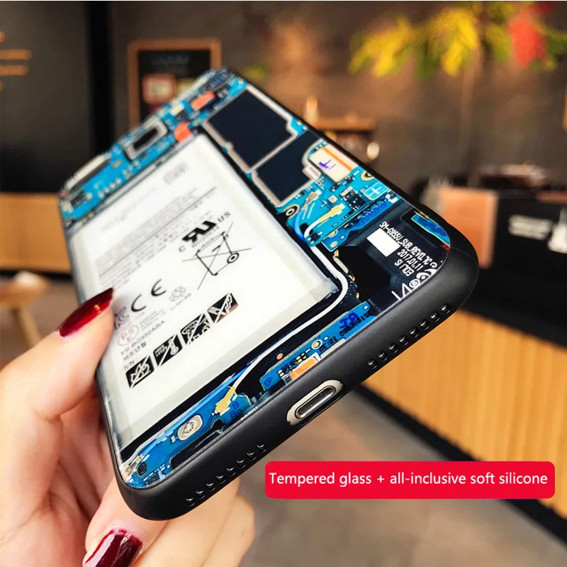 Чехол из закаленного стекла для телефона iPhone XS MAX XR X чехол в форме задней печатной