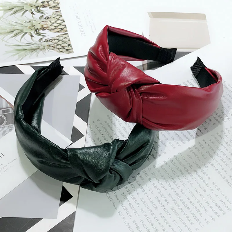 2019 новые весенние женские повязки на голову тюрбан в винтажном стиле Кожаные