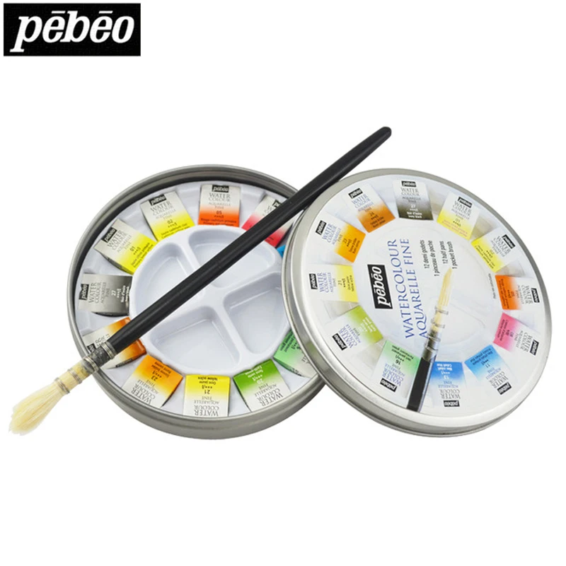 Pebeo 12/24 Colors Solid Watercolor Paint High Quality Tin Box Set For Artist School Student Pigment Aquarelle Painting Supplies |