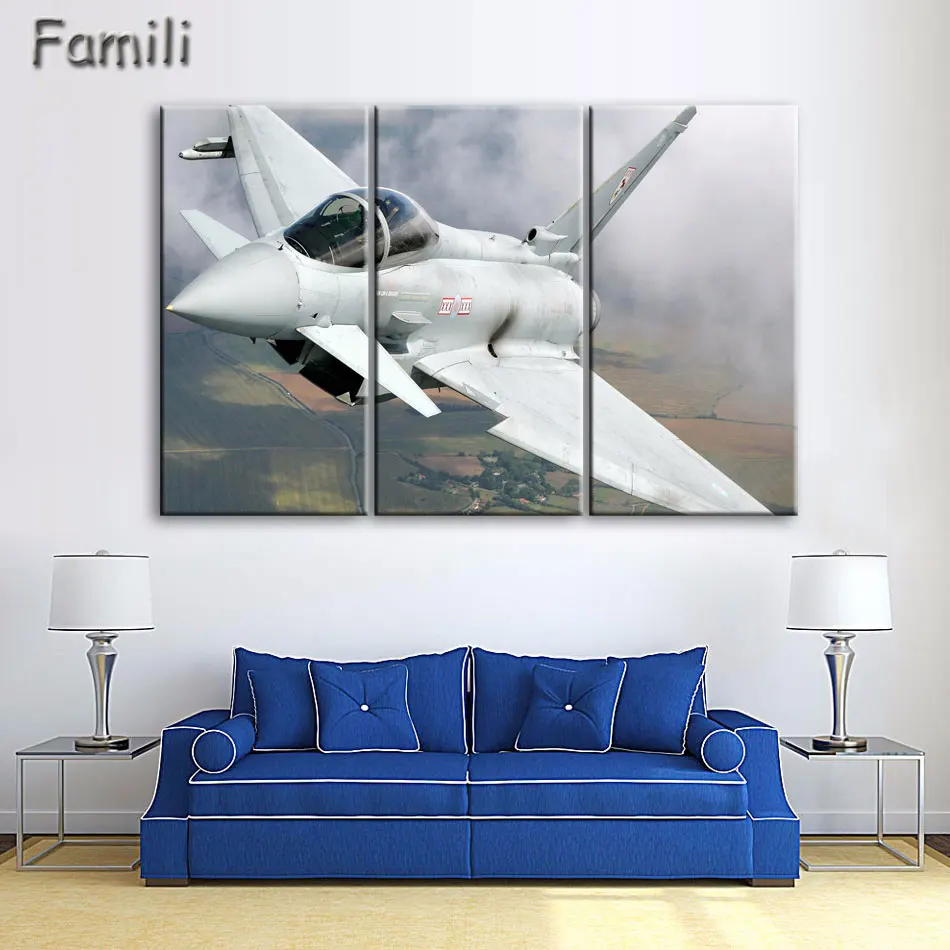 Картина на холсте с современным принтом истребителей самолетов Настенная