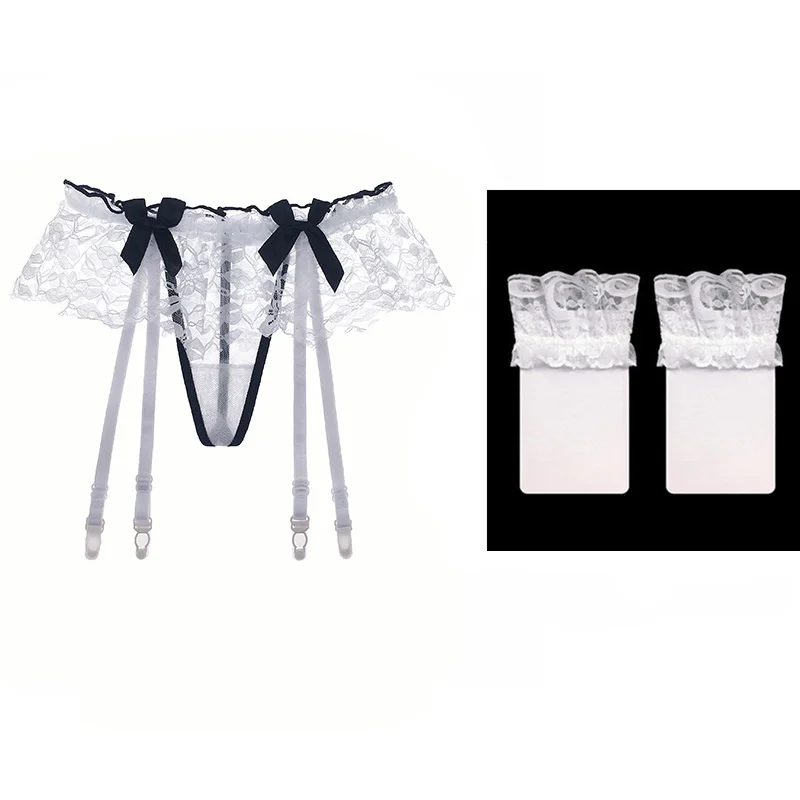 Style 3 White Set Сексуальное нижнее белье, кружевные сексуальные чулки, набор, горячее женское нижнее белье, женские нейлоновые чулки до бедра, подвязки, колготки на подтяжках, пояс - Цвет: Style 3 White Set