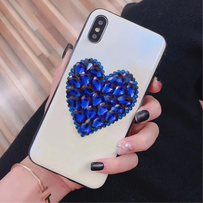 Blue Love Heart Rheinruby стразы из закаленного стекла чехол для Xiaomi mi 9 SE mi 8 8 Lite PocoPhone F1 чехол для Red mi Note 7 4X5 Plus - Цвет: Blue Love Heart
