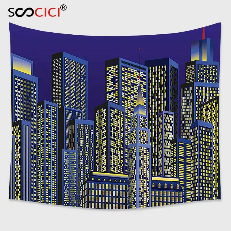 Настенный Гобелен Cutom цифровой мультяшный дизайн городской пейзаж с