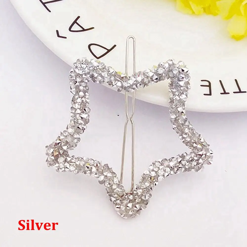 Star Silver 1 шт., модный с кристаллами, со стразами, шпилька, звезда, треугольник, круглая форма, женские заколки для волос, заколки, аксессуары для укладки волос - Цвет: Star Silver