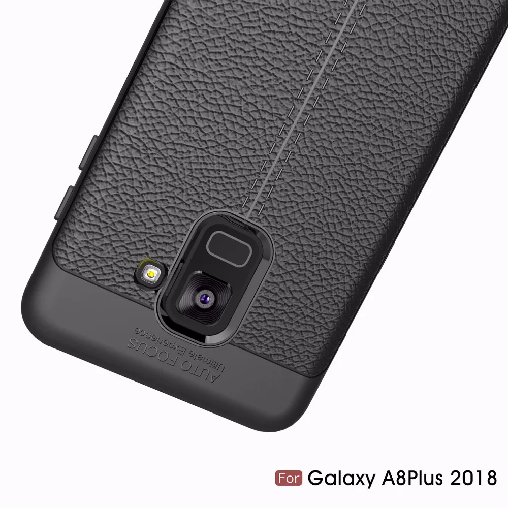 Rjust мягкий чехол для samsung galaxy A8 плюс 2018 Ultra Slim личи кремния кожи антидетонационных