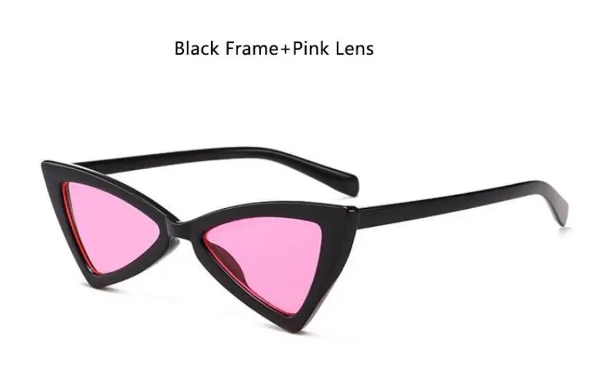 black pink Ретро Модные треугольные очки для женщин Бабочка Cateye Солнцезащитные очки Классические брендовые Оттенки для женщин роскошные маленькие леопардовые очки - Цвет линз: black pink