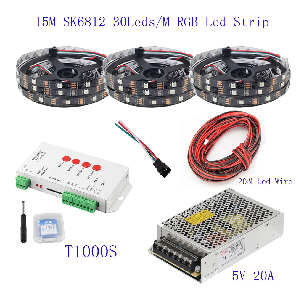 25 м 20 15 10 5 WS2812B Светодиодная лента IC 30 светодиодов/м RGB умная Пиксельная полоса +