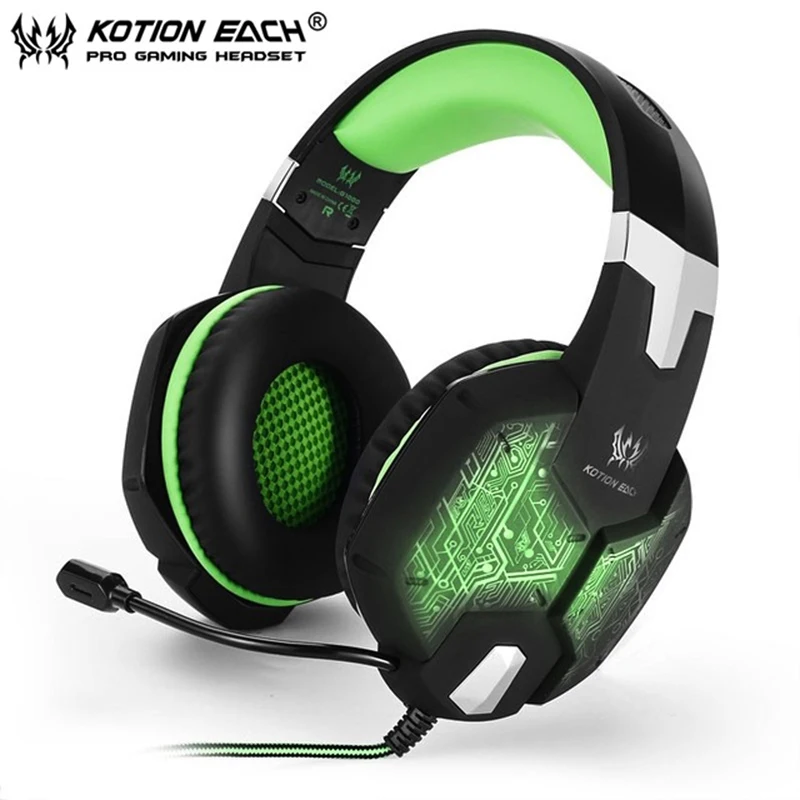 Kotion каждый G1000 игровая гарнитура наушники PC Gamer Игровые с микрофоном свет