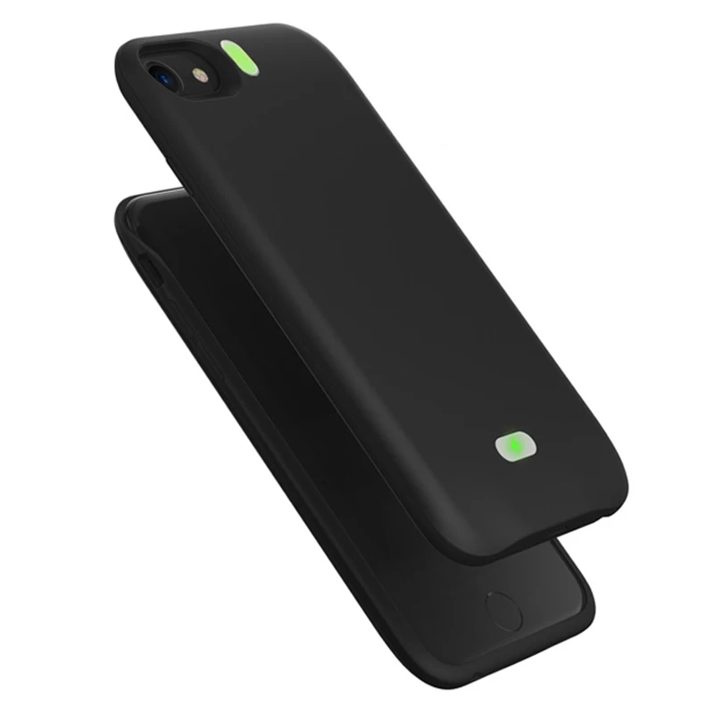 Черный 4000 мАч зарядное устройство чехол для iPhone 6 6s 7 8 батарея Чехол резервного питания банк для iPhone зарядный чехол повербанк чехол для телефона - Цвет: Черный