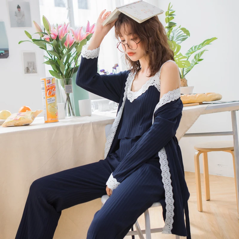 Пижама для кормящих мам 3 шт./компл. Хлопковая пижама в Корейском стиле