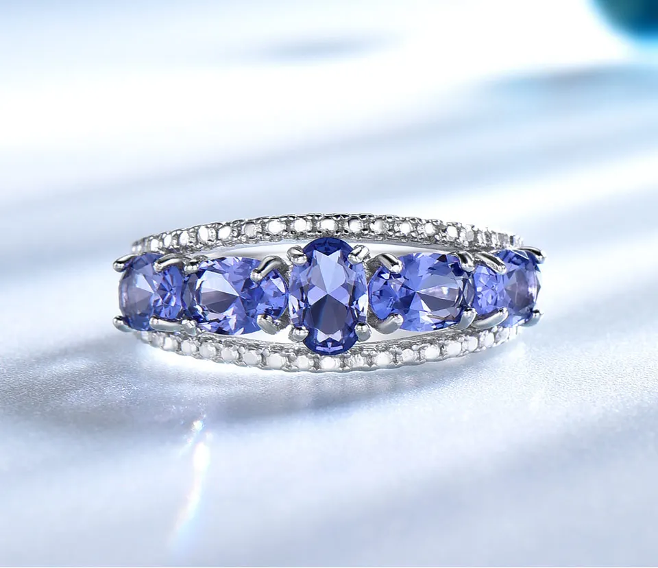 UMCHO 3.0ct синий сапфир Танзанит кольца для женщин обручальные ювелирные изделия настоящее твердое 925 пробы Серебряное кольцо ювелирные украшения