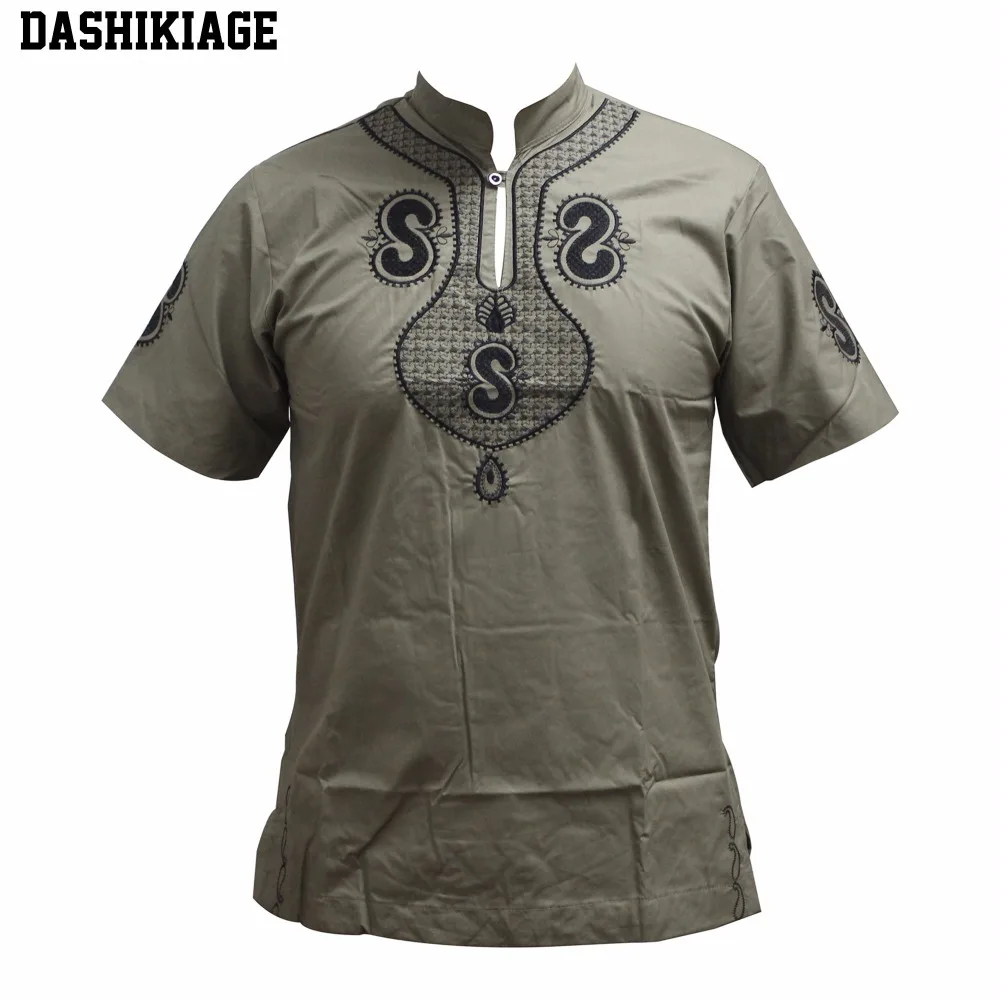 

Новая Дизайнерская мужская футболка с вышивкой Дашики, с коротким рукавом, лучшие цвета, традиционная африканская футболка