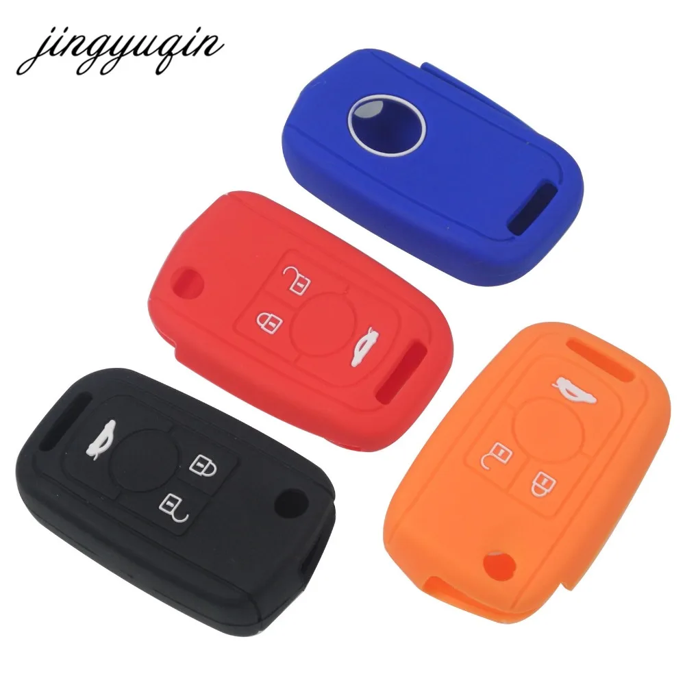 

jingyuqin Rubber Skin Silicone Case for Buick Excelle Regal RS 3 Button Remote Flip Folding Key Cover Holder Protector