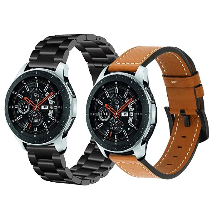 Ремешок из нержавеющей стали для Samsung Galaxy Watch 46 мм 42 браслет 2 в 1 с кожаным ремешком