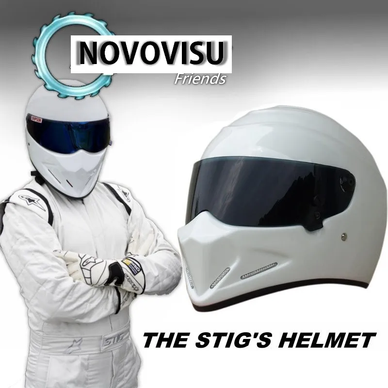 

NOVOVISU For Top Gear The STIG Helmet Casco De Motocicleta with Black Visor Capacete as SIMPSON Pig White Motorcycle Casque
