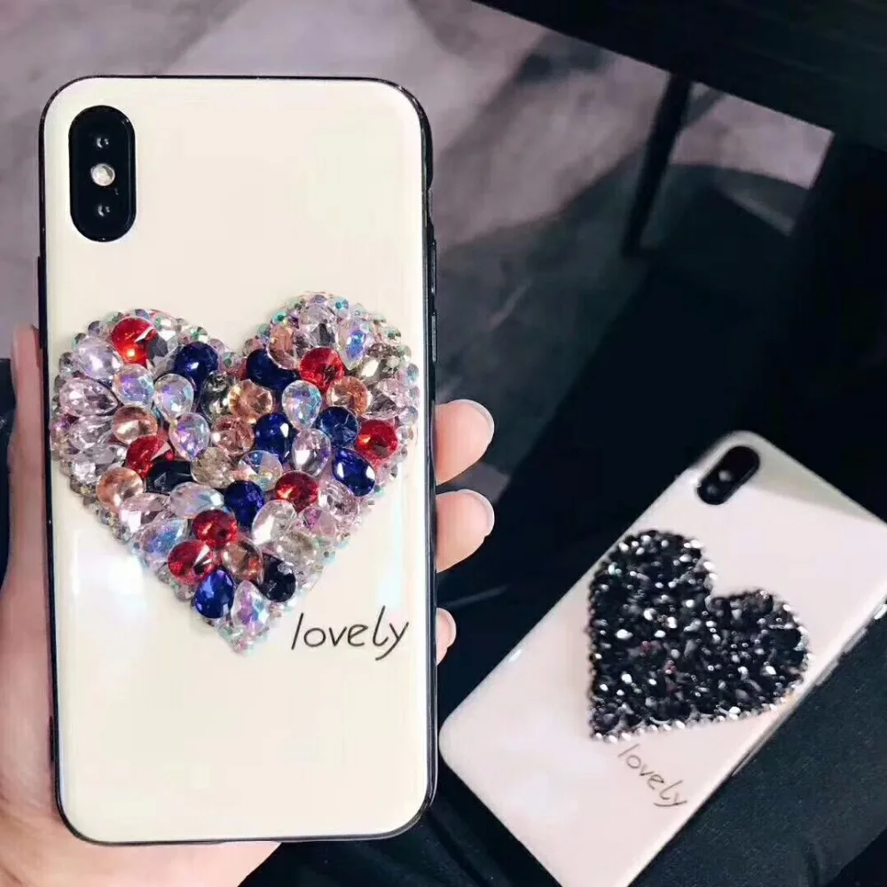 Роскошный DIY Алмазное сердце Blu-Ray чехол для телефона для samsung galaxy S10 Plus s8 s9 note8 note9 s9plus чехол s8plus чехол