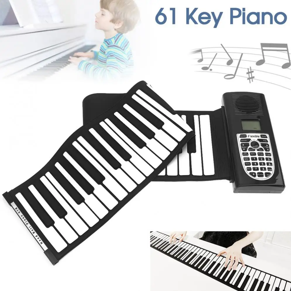 61 Ключ USB MIDI выход рулон пианино электронный портативный силиконовый гибкий клавиатура орган со встроенным динамиком