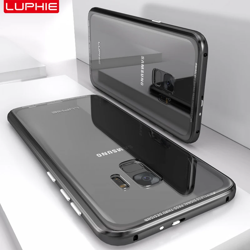 LUPHIE для samsung Galaxy S9 чехол Роскошный Жесткий металлический алюминиевый прозрачный закаленное стекло задняя крышка чехол для телефона для S9 Plus