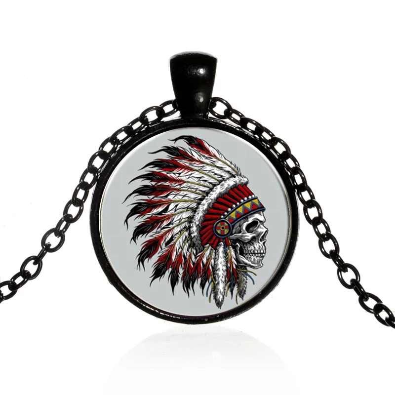 Азиатских Винтаж Скелет длинное ожерелье в форме черепа белая роза стеклянный