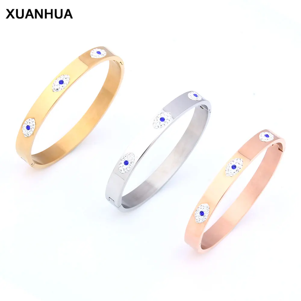Браслет манжета XUANHUA из нержавеющей стали для женщин модный браслет от сглаза