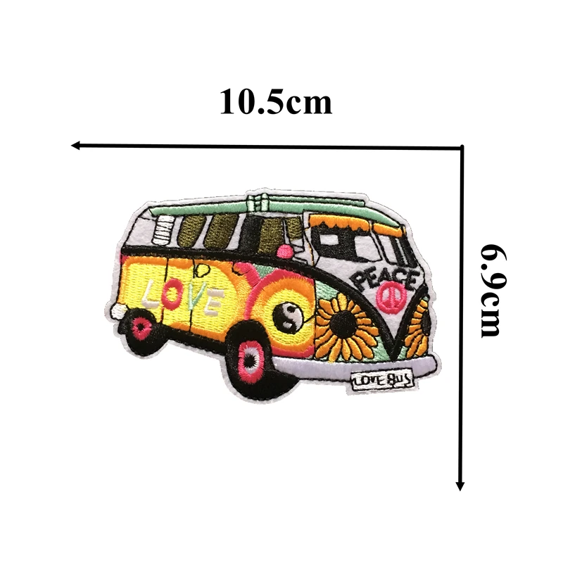 5PCS/lot Colorful Peace Bus Embroidered Iron on Patches for Clothes DIY Sewing Accessories | Дом и сад