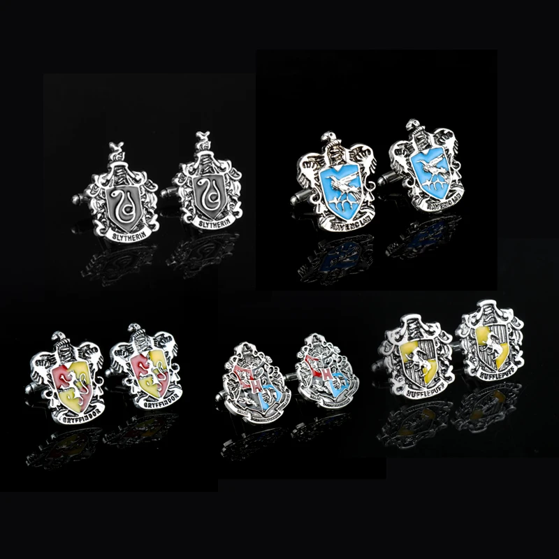 Dongsheng hp Хогвартс Волшебный школьный Герб Запонки Гриффиндор Hufflepuff Ravenclaw кнопка запонки школьные значки-40