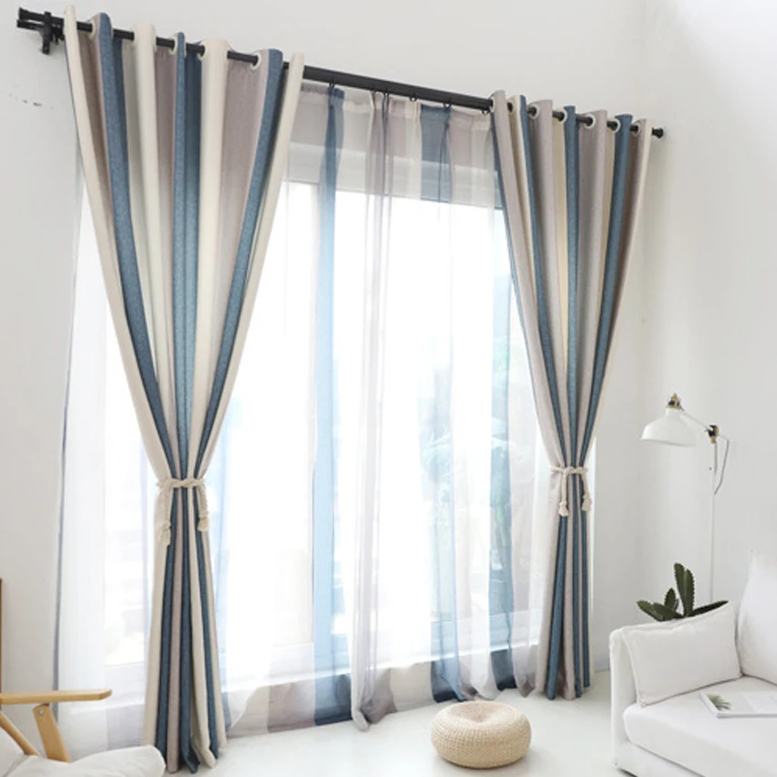 Затемненные занавески на окна в полоску для гостиной спальни заказ цвета