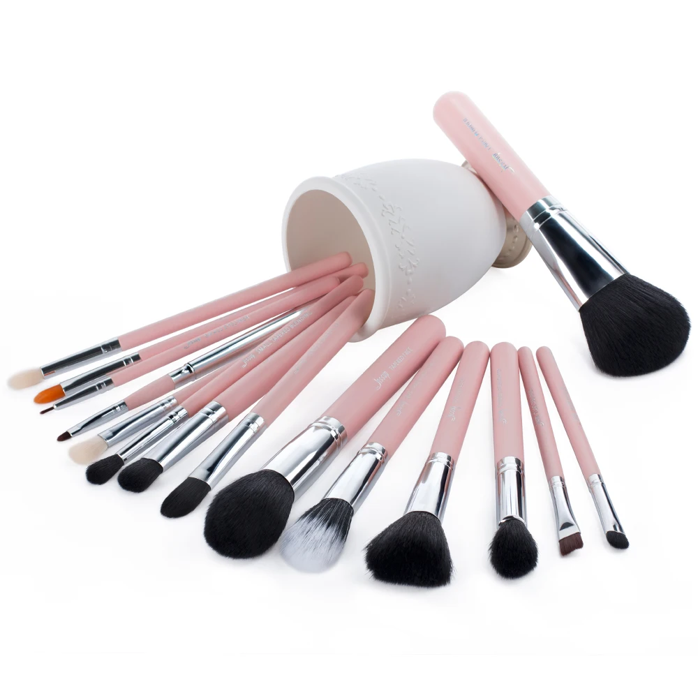 Набор кистей для макияжа Jessup Beauty набор из 15 розового и серебряного цвета