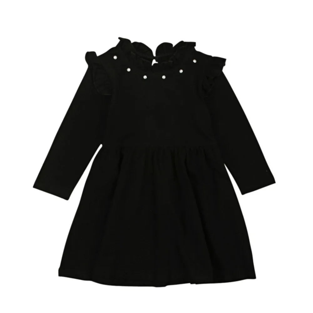 Design Girl Layered pearl Dress Baby Girls Little Black Princess Children's Party Vestido Clothing 827 | Детская одежда и