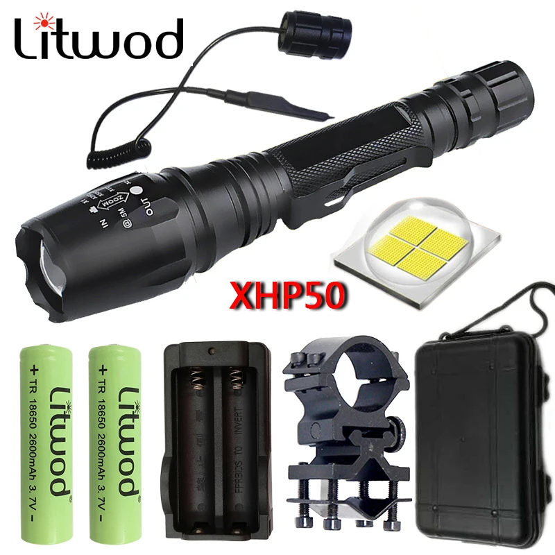 Litwod Z20V5 CREE XHP50 тактический светодиодный фонарик 8000lm Масштабируемая мощность 2x18650