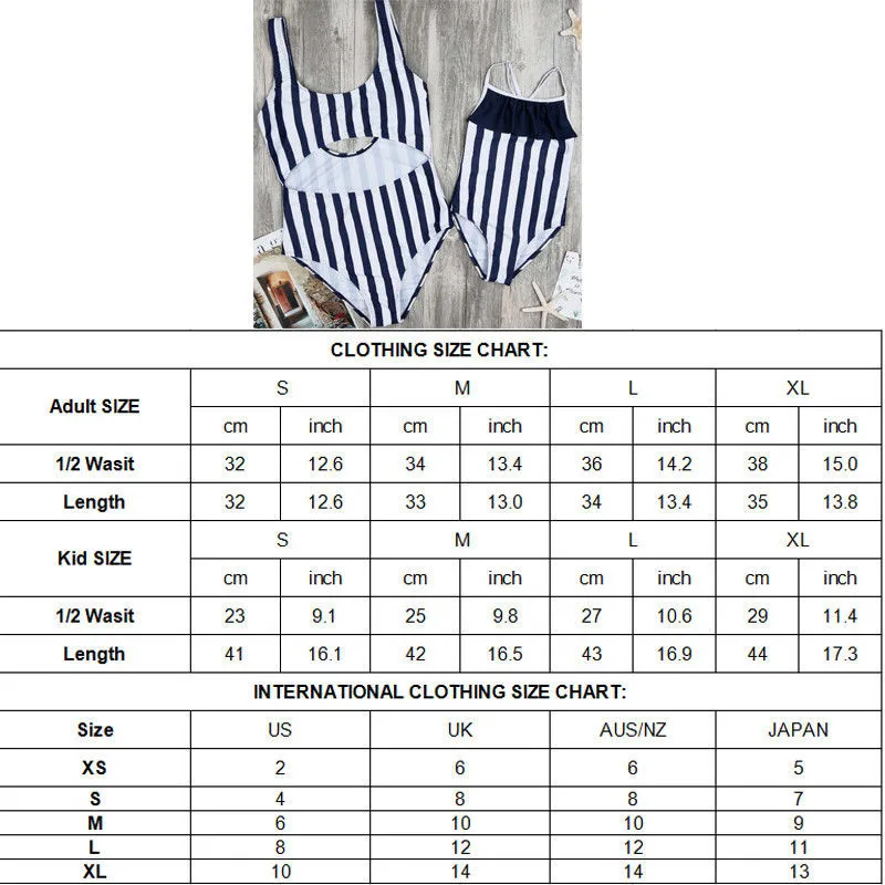 Одинаковый купальный костюм для всей семьи 2018 летний женский в полоску маленьких