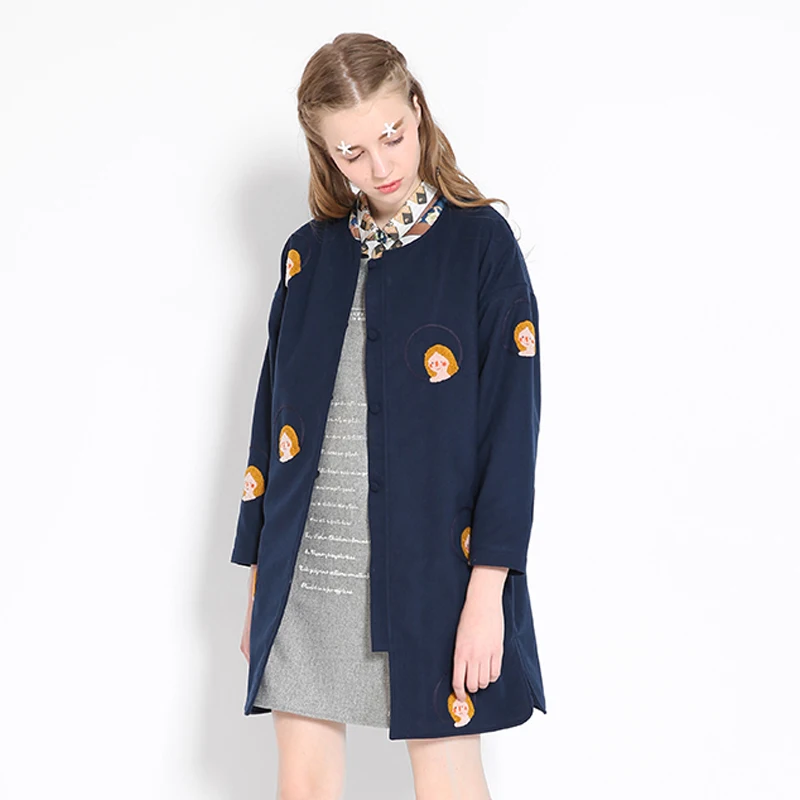 Зимние милые женские длинные куртки из смеси верхняя одежда женское шерстяные