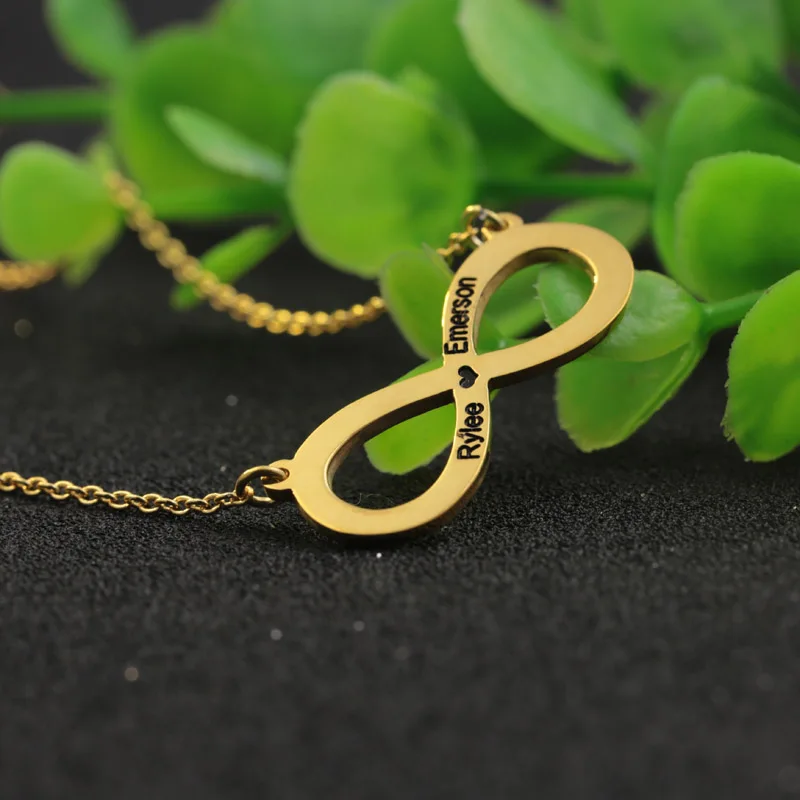 Индивидуальный кулон бесконечности с гравировкой ожерелье двумя именами