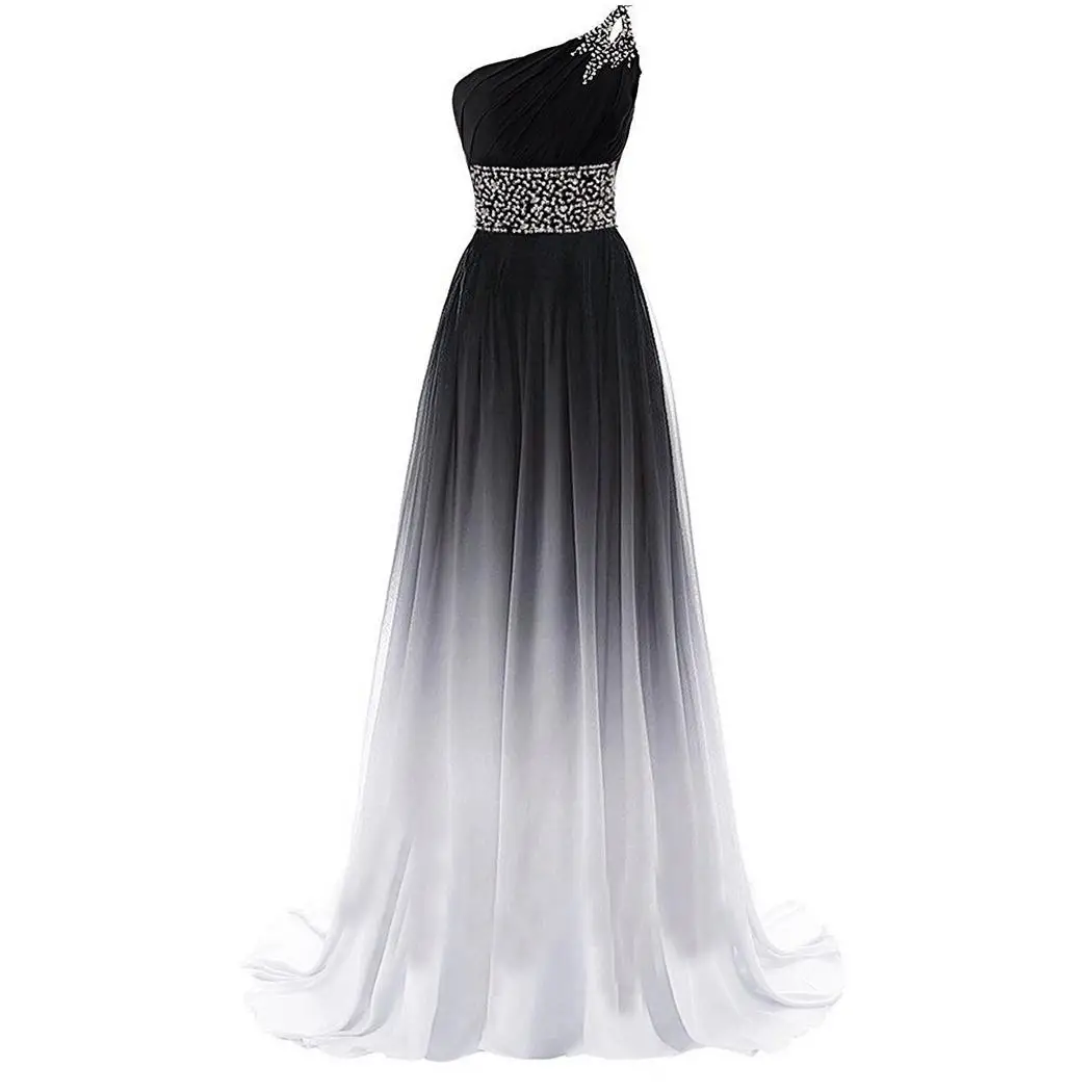 Длинное ТРАПЕЦИЕВИДНОЕ ПЛАТЬЕ подружки невесты с одним плечом; Vestido De Madrinha De Casamento Longo; элегантные платья для выпускного - Цвет: Color 2