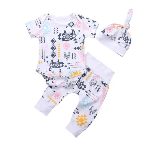 Новинка 2018 года комплекты одежды для малышей хлопковая одежда с геометрическим