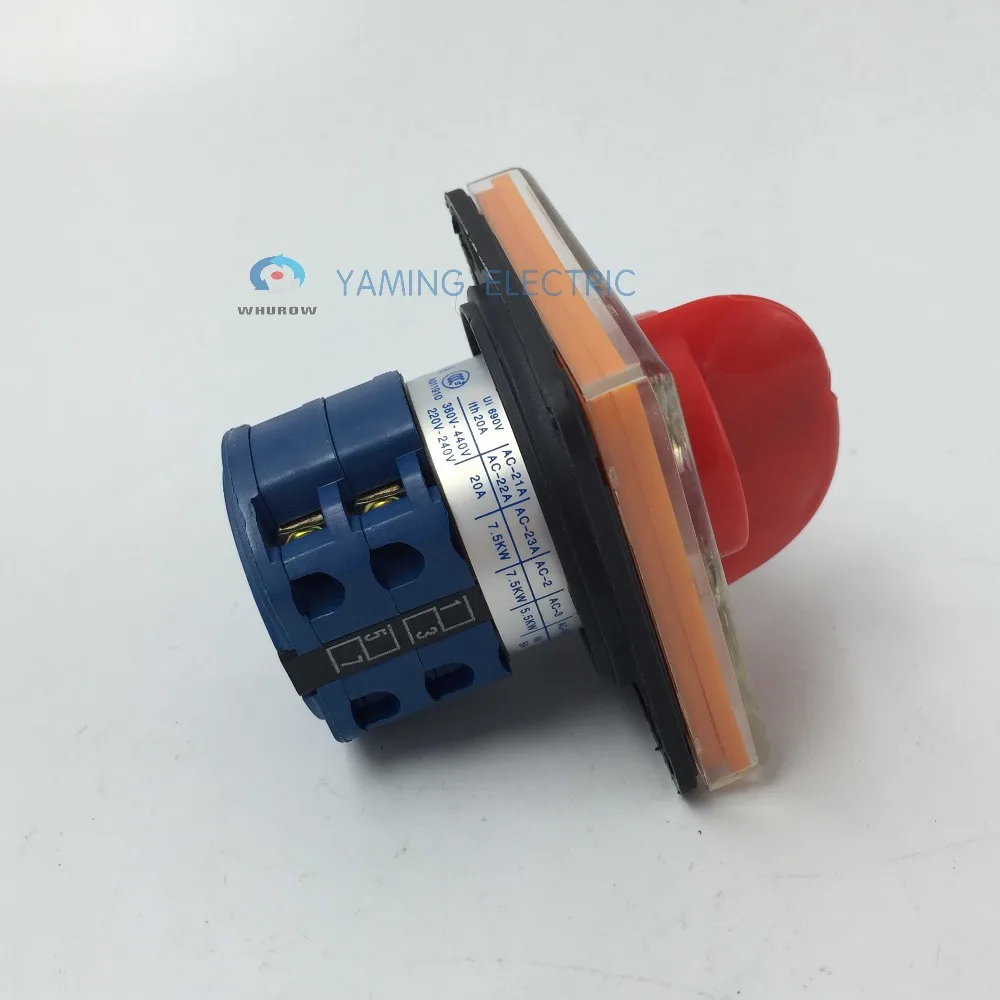 

ON-OFF position 20A 2 poles electrical changeover rotary cam switch silver contacts control motor LW26-20/2DS