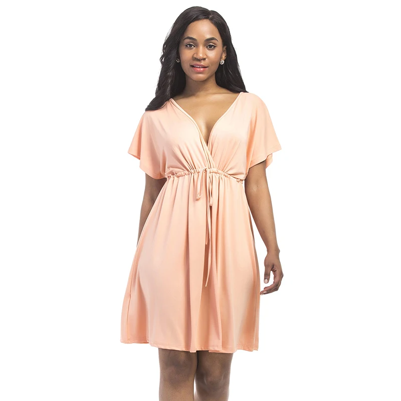 JAPPKBH плюс Размер летнее женское платье повседневные свободные однотонные