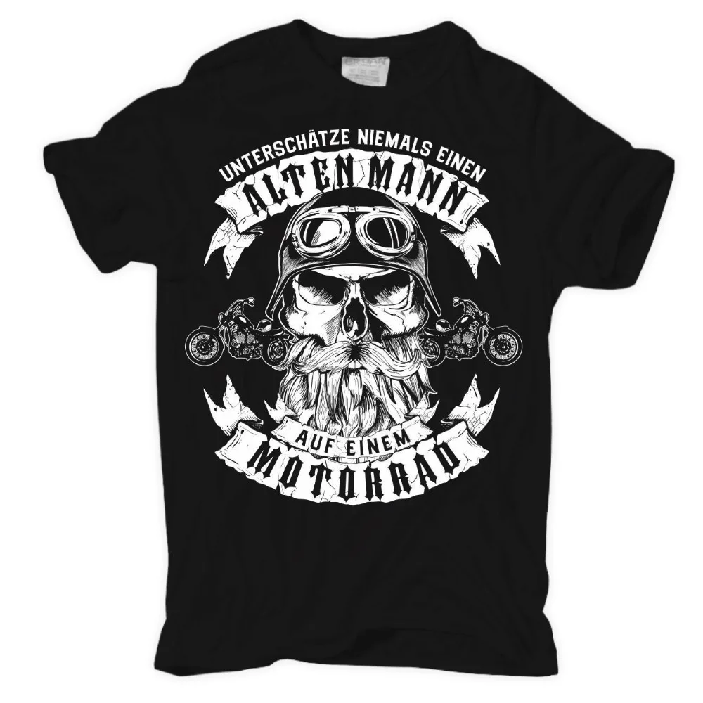 

Never Underestimate An Old Man on Motorcycle Biker Rocker Chopper Motorrad 2019 Newest Men'S Funny Slim Neck Street Wear Shirt