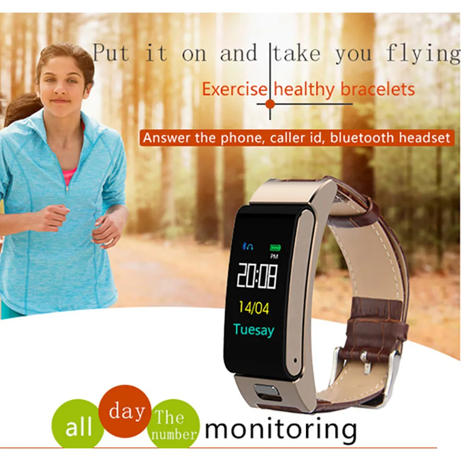 Фитнес часы для мужчин и женщин Bluetooth Talk Band монитор сердечного ритма спортивные